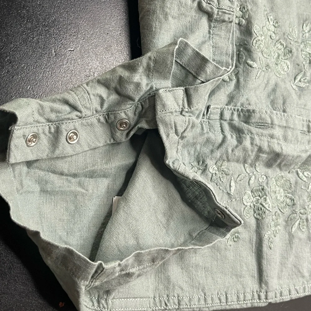 Baby Gap Green Linen-Cotton Cabana Romper